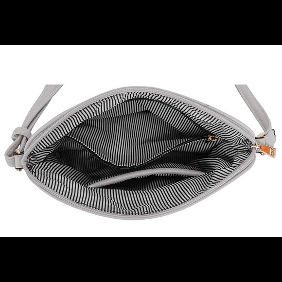 Gray, Medium Dome Crossbody Bag with Tassel - Picture 4 of 4